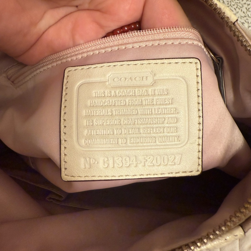 Coach  Ashley Taupe Signature Satchel with Cream Leather Trim - Picture 10 of 11